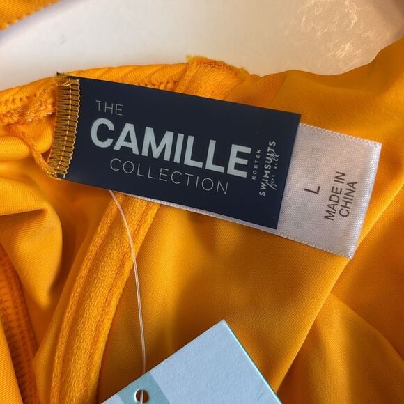 NWT Swimsuits For All GOLD Camille Collection Ribbed One Piece Swimsuit Size L - Picture 11 of 13